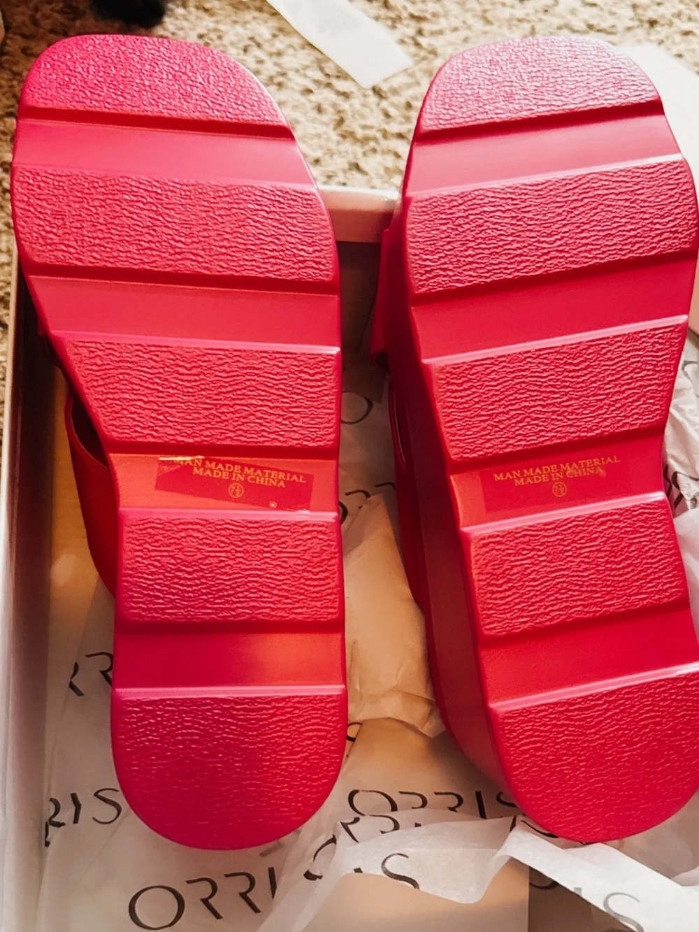 & Other Stories Bright Pink Platform Slide Sandals